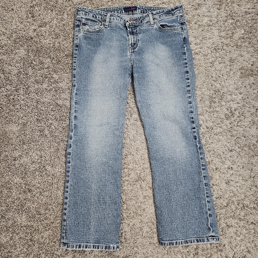 Vintage Y2K Lei Jeans Women’s 11 Bootcut Light Wash Pink Stitch Stretch Denim